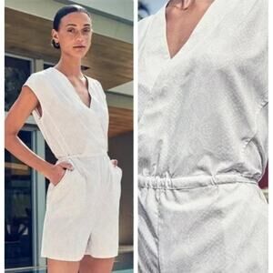 Athleta Marlow Printed Romper - Pearl White Python Snakeskin Print Size Medium